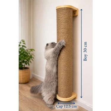 Ned Kedi Tırmalama- Kedi Oyun ve Tırmalama Direği Duvar Tipi 85 Cm-Dev Çap-Dayanıklı Ahşap