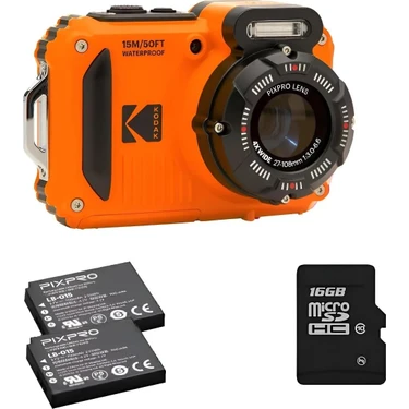 Kodak Pıxpro Wpz2 15M Su Geçirmez Fotoğraf Makinesi - 2 Lityum Pil + 16GB Sd Kart - 16MP, 4x Optik