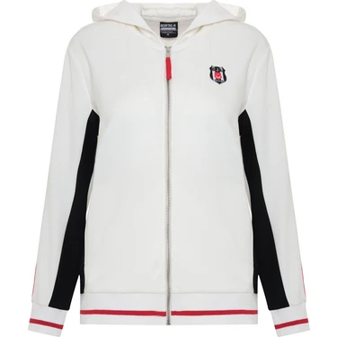 Krtlyvs Beşiktaş Kadın Kapüşonlu Fermuarlı Sweatshirt