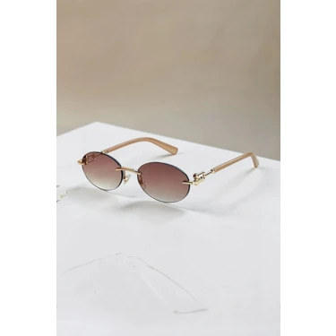 Ren Eyewear DERLA Metal Oval Kadın Güneş Gözlüğü Mavi Cam Detaylı UV400