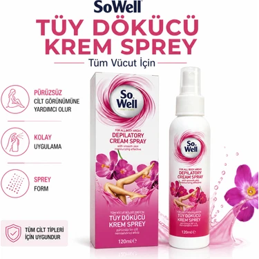 So Well Kadın Tüy Dökücü Sprey 120 ml – Tüm Vücut Bölgeleri Için Pürüzsüz Cilt