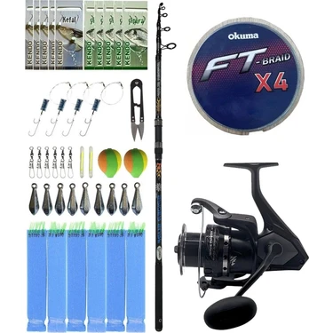 Yek Outdoor Surf Olta Seti Kendo Spider Surf 3.90M 50-150GR Olta Kamışı&okuma Wave Power WP-8000A1