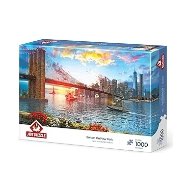 Uravas Store Art Puzzle 1000 Parça New York'ta Günbatımı Görseli ile Eğlenceli Zihin Geliştirici