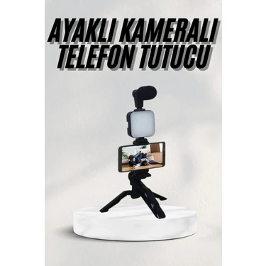 İlanib Ticaret Telefon Tutucu LED Işıklı Kumandalı Mikrofon Telefon Vlog Video