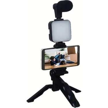 İlanib Ticaret Telefon Tutucu Mikrofonlu Işıklı Youtuber Video