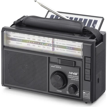 Renas Store Bluetooth Solar Panelli Fm Radyo USB Tf Nostaljik Hoparlör - Siyah