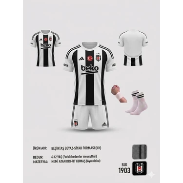 Yenteks Beşiktaş. Iç Saha Çocuk Forma Takımı 4 Lü Set