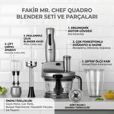 Fakir Mr Chef Quadro Sılverterstalone (Cam Hazne) Blender Fiyatı