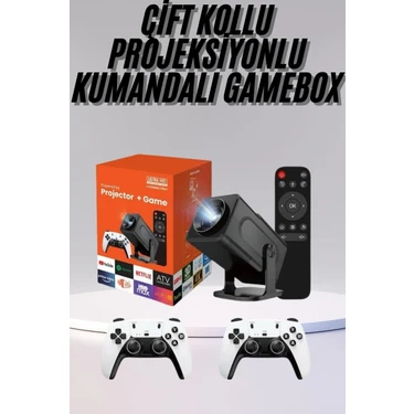 Zenvia Çift Kollu Game Box Projeksiyon Cihazı Kumandalı Android Tv Dahili Hoparlör