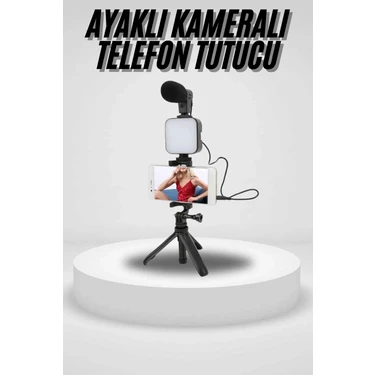 Renas Store Akıllı Telefon Vlog Kiti Tripod Mini Mikrofonlu Telefon