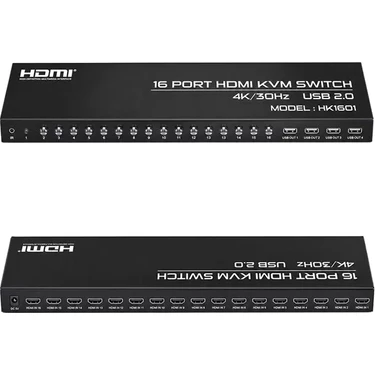 Nacario HK1601 16 Port 4K 30Hz Video Hdmı 2.0 Kvm Anahtarlı Kablolu