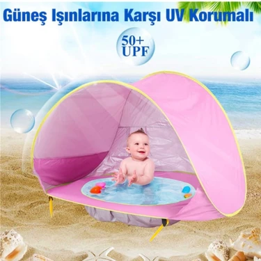 Su Geçirmez Uv Güneş Korumalı Havuzlu Bebek Plaj Çadırı