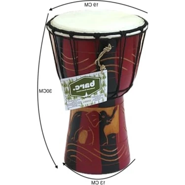 MarkEntegra Ahşap Djembe Otantik Çalgı, 30 Cm, Mahoni Ağacı, Keçi Derisi, Darbuka