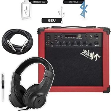 MarkEntegra Midex MGA-25RDBT-HD Şarjlı Elektro Gitar Amfisi 25 Watt USB Bluetooth Distortion