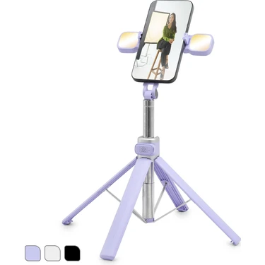 Uravas Store Telefon Tripodu ve Selfie Çubuğu Seti Bluetooth 4.0 Kumandalı LED 130 cm - Çok Renkli