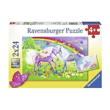 Uravas Store Ravensburger Puzzle 2X24 Parça Gökkuşağı Atları Renkli