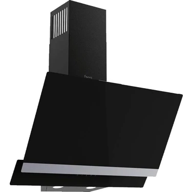 Ferre D025 Siyah İnox Çıtalı Yatay Cam Davlumbaz Duvar Tipi 650 m3/sa Yüksek Emiş