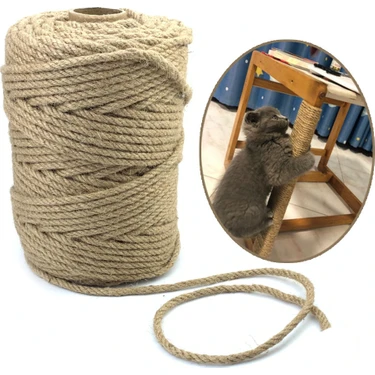 Alfa Tasarım Kedi Tırmalama İpi 6 Mm X 10 M Doğal Sisal Halat Ekonomik Kullanım