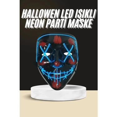 Renas Store Işıklı LED Maske Parti Eğlence Maskesi Hallowen Neon