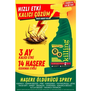 Killing Max Sprey 500 ml – Böcek İlacı Karınca 3 Ay Etkili 14 Haşere Hamam Böceği Pire