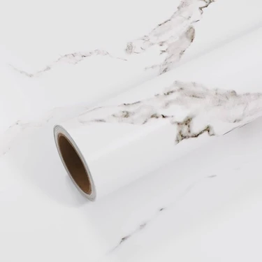 Uravas Store Beyaz Mermer Desenli Yapışkanlı Kaplama Kağıdı Büyük Boy 5
