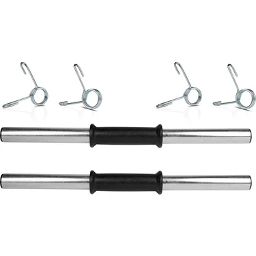 Ecgspor 40 cm Krom Dambıl Barı ve 4 Adet Çelik Sıkıştırma Yayı ile Ergonomik Antrenman