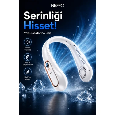 Neffo Boyuna Takılan Fan Mini Klima Serinletici Vantilatör LED Ekranlı 3 Seviye Şarjlı Boyunluk