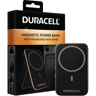 Duracell 5000 mAh MagSafe Wireless Powerbank Manyetik Standlı USB-C 12W Mini Kablosuz Taşınabilir