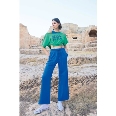 Zenvia  Kısa Kollu "never Give Up" 3'lü Crop Eşofman