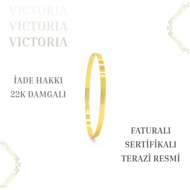 Victoria 4 gr Yatırımlık Altın 3 mm Kibrit Çöpü Bilezik  Sertifikali– 22 Ayar Damgalı– Faturalı–