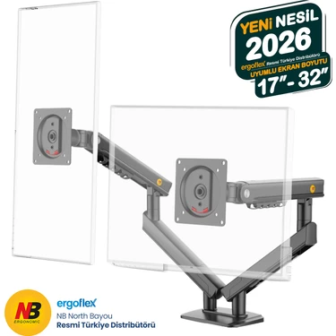 Ergoflex North Bayou NB A5C 17-32 Inch Çift Kol 2-9 kg Monitör Standı 2026