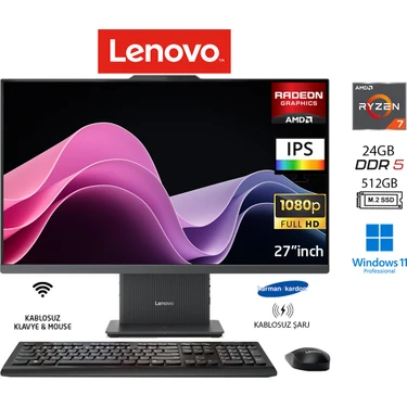 Lenovo ıdeacentre 27ARR9 Aıo Ryzen7 7735HS 24GB 512GB SSD Sıyah W11PRO 27" Fhd All In One