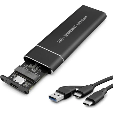 DIE GRUP Ssd Kutu Type-C 3.1 + Usb3.0 Nvme M2 Chıp Jms581d Siyah Hdx1769