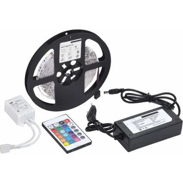 DIE GRUP 5 Mt 3 Cipli Rgb Şerit LED Silikonlu Adaptör Uzaktan Kumanda Tak Çalıştır