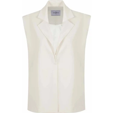 Ssimple Beyaz Kadın Oversize Şişme Yelek Edge Vest