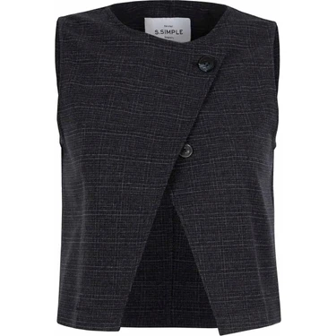 Ssimple Kahverengi Kadın O Yaka Şişme Yelek Frame Vest