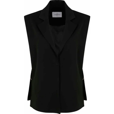 Ssimple Siyah Kadın Oversize Şişme Yelek Edge Vest