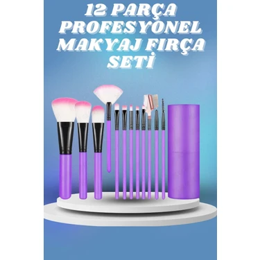 12 Parça Yumuşak Uçlu Makyaj Fırça Set-Göz ve Yüz Makyajı Için Fırça Seti Profesyonel Makyaj