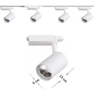 Essey 4 Adet 30 Watt Beyaz Geniş Kasa Günışığı Ledli Ray Spot - 1 mt Ray Hediyeli Ray