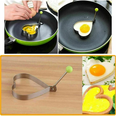Uravas Store Metalik Kalp Şeklinde Metal Omlet Yumurta ve Krep