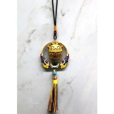 Uravas Store Renkli Püsküllü Şans Kedisi Feng Shui Askılık
