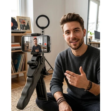 Zenvia Zcv Mey Ithalat® Katlanabilir Telefon Standı Mini Tripod Masaüstü Video Çekim Tutucu