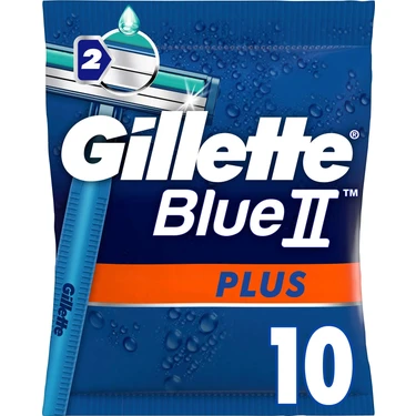 Gillette Blue2 Plus Erkek Kullan At Tıraş Bıçağı 10'lu Kayganlaştırıcı Bantlı Uzun Süre Dayanan