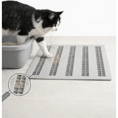 Ozzen Kedi Kumu Paspası Kanallı Kum Tutucu Mat Kaymaz Kedi Tuvalet Önü Elekli Paspas 40X40