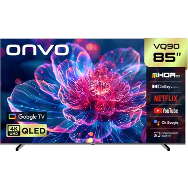 Onvo 85VQ90F2UA 85'' 216 Ekran Uydu Alıcılı 4K Ultra HD Google Smart QLED