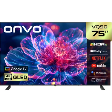 Onvo 75VQ90F2UA 75'' 190 Ekran Uydu Alıcılı 4K Ultra HD Google Smart QLED