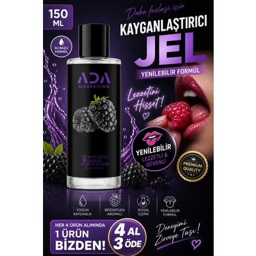 Ada Marketing Kayganlaştırıcı Jel 150 ml Böğürtlen Aromalı Yenilebilir Özel Formül Ultra