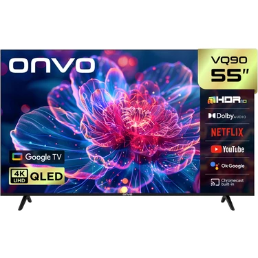 Onvo 55VQ90F3UA 55'' 140 Ekran Uydu Alıcılı 4K Ultra HD Google Smart QLED