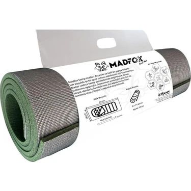 Madfox Thermic Prolight Insulated Kamp Matı [ Gri/yeşil | 180*60CM-10MM | Xpe-35
