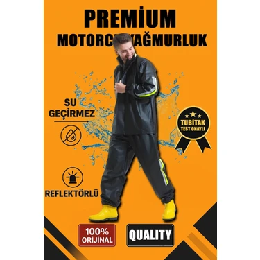 Marsilyan Premium Motorcu Kurye Yağmurluk Takım Su Geçirmez Pvc Kumaş Reflektörlü Tübitak Onaylı -